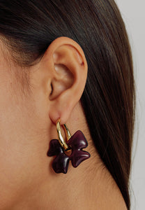 Brie Leon Glass Flower Earrings Dark Plum / Gold