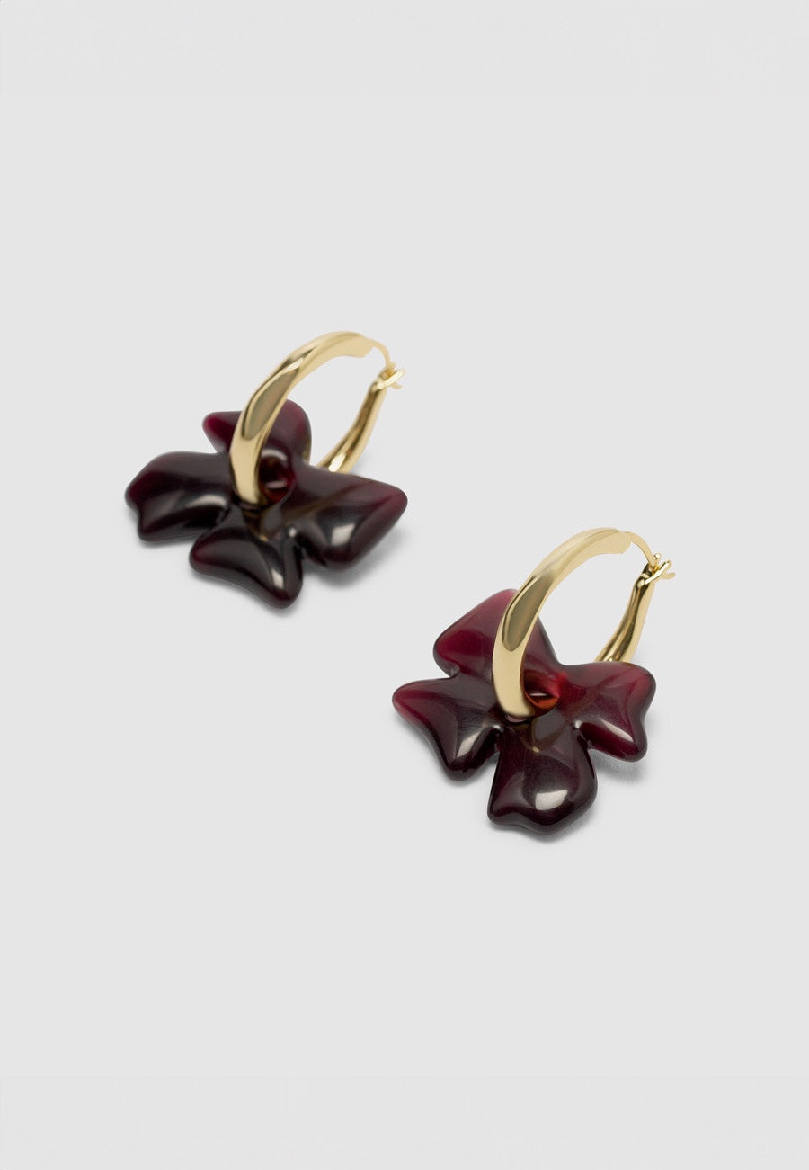 Brie Leon Glass Flower Earrings Dark Plum / Gold
