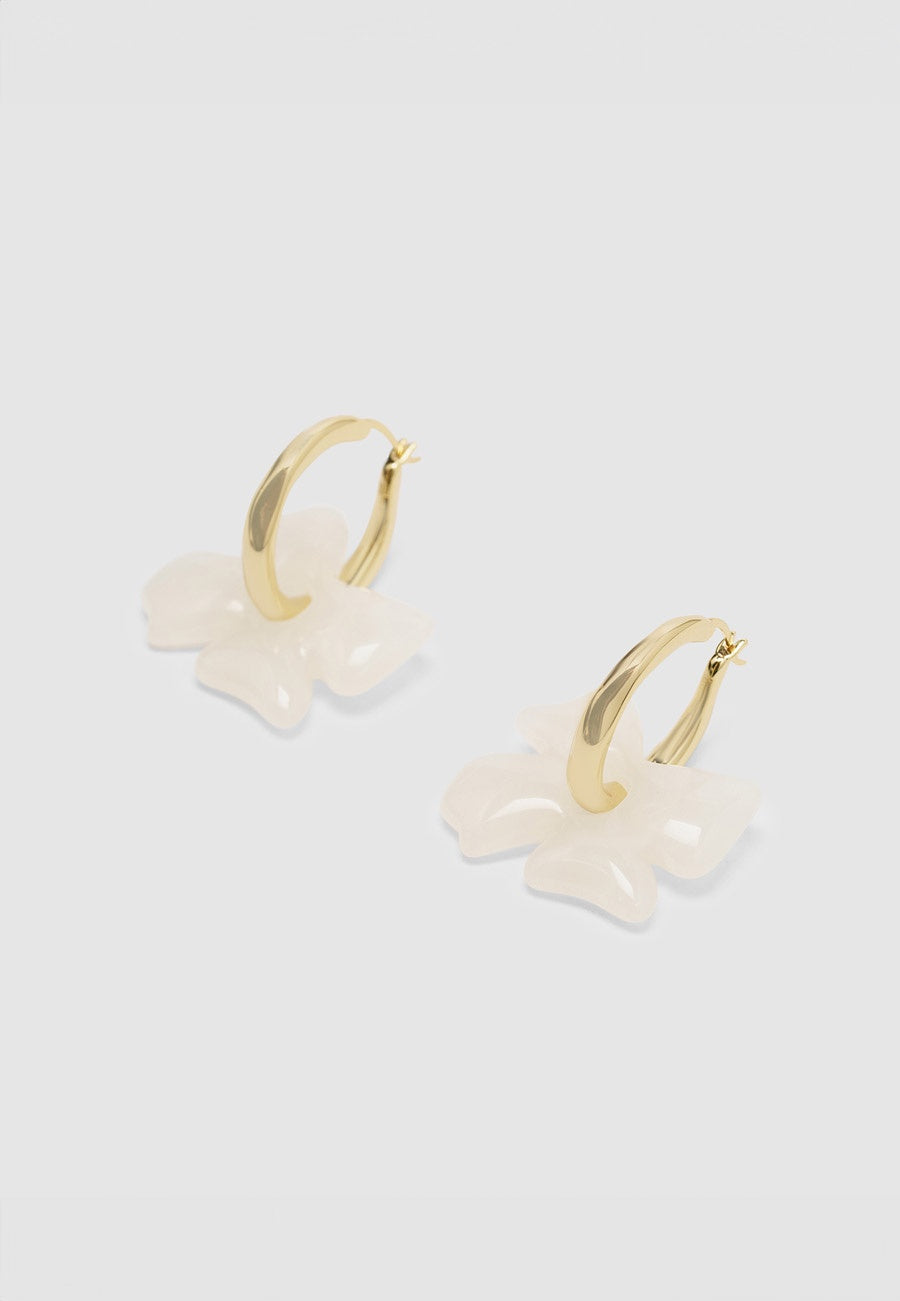 Brie Leon Glass Flower Earrings Frosted Glass / Gold