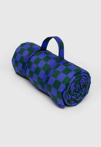 Baggu Puffy Picnic Blanket Iris Green Check