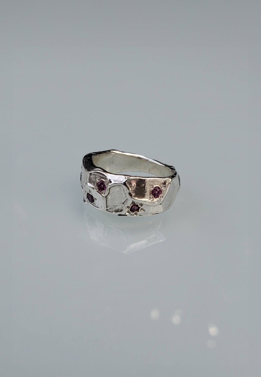 Mothmade Jewels Purple Garnet Boulder Band