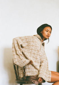 Commonplace Essentials Chapman Monogram 1/4 Zip - Warm Sand/Cream