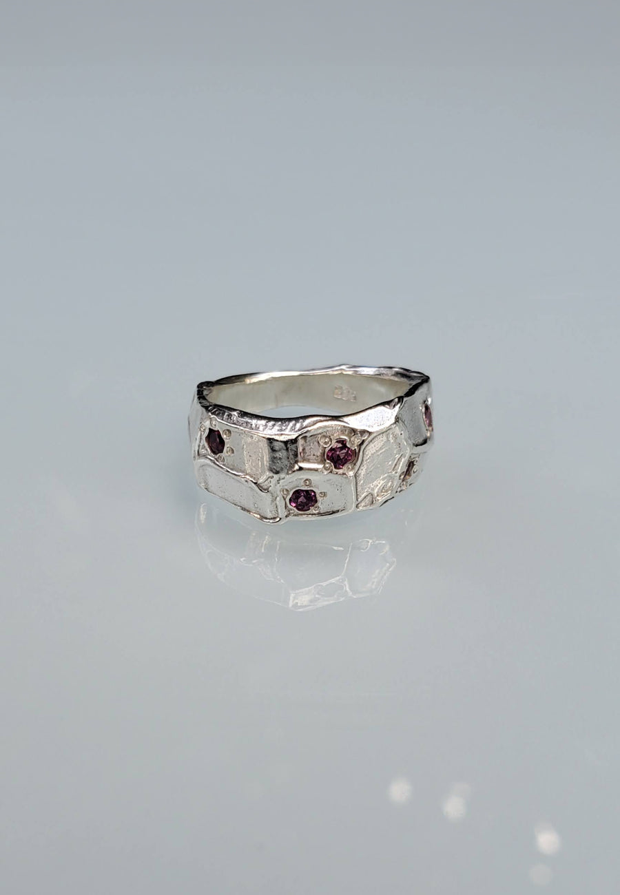 Mothmade Jewels Purple Garnet Boulder Band