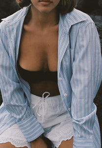 Commonplace Essentials Good Days Shirt White/Blue Stripe