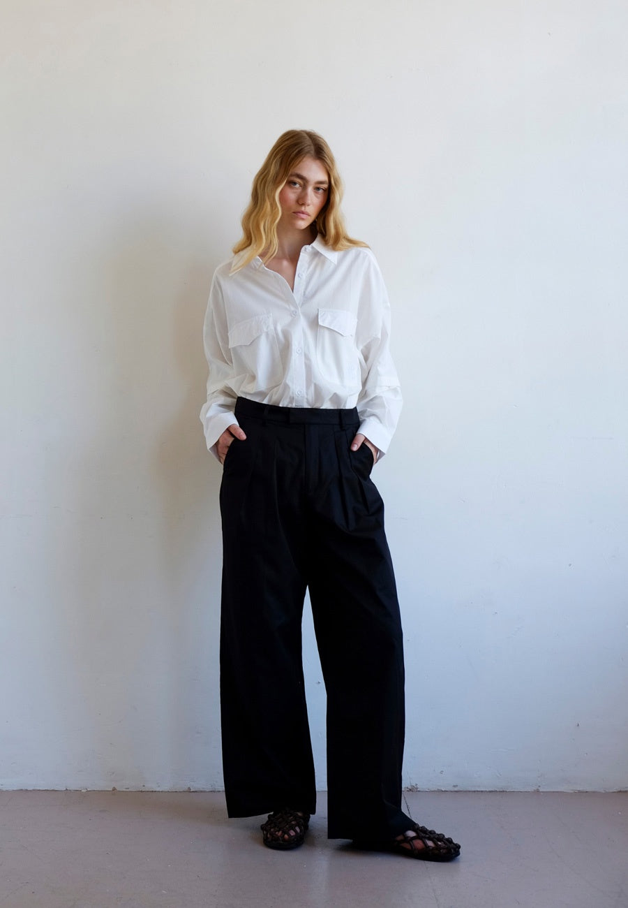 Commonplace Essentials Pleated Front Trouser Black