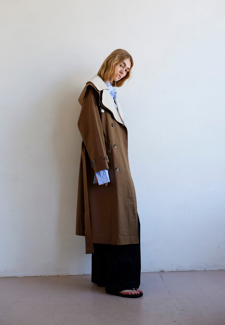 Commonplace Essentials Double Layer Trench Cream/Tan