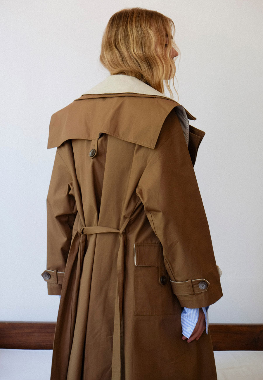 Commonplace Essentials Double Layer Trench Cream/Tan