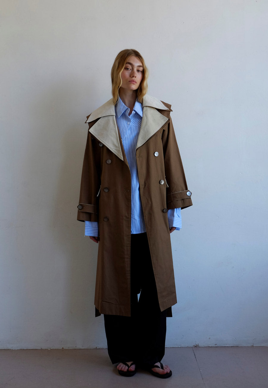 Commonplace Essentials Double Layer Trench Cream/Tan