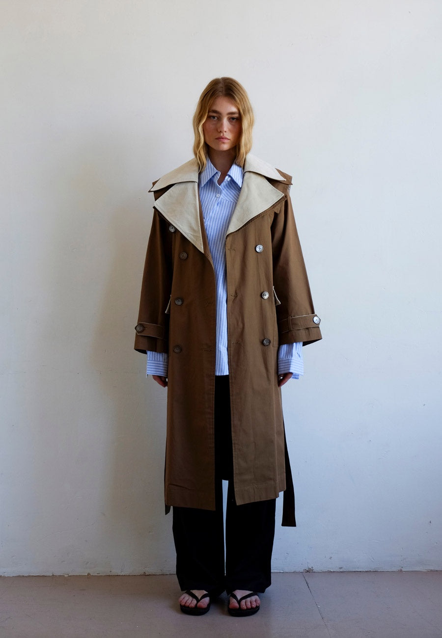 Commonplace Essentials Double Layer Trench Cream/Tan