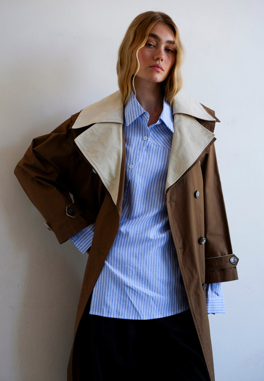 Commonplace Essentials Double Layer Trench Cream/Tan