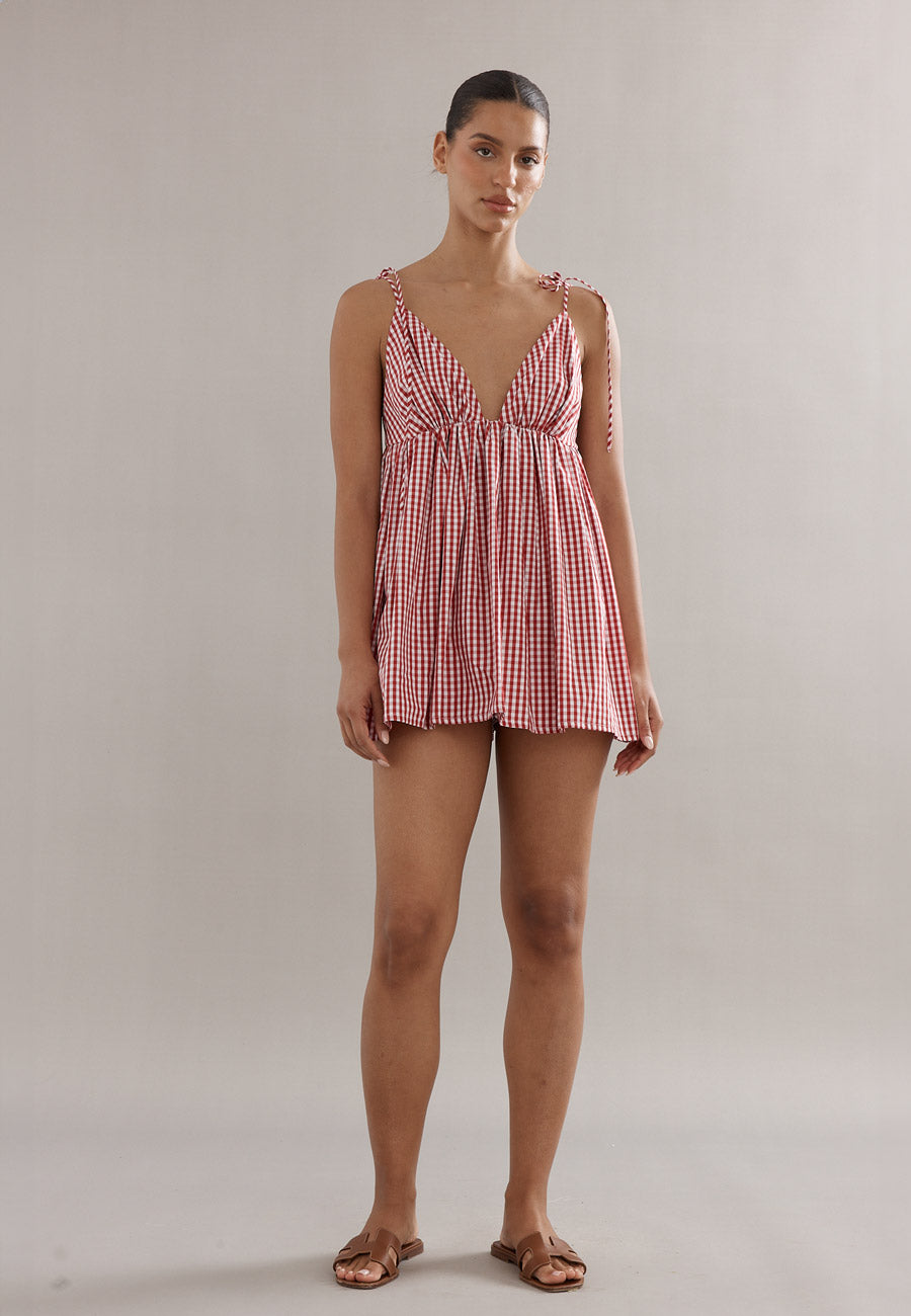 Caitlin Crisp Esther Top Red Gingham