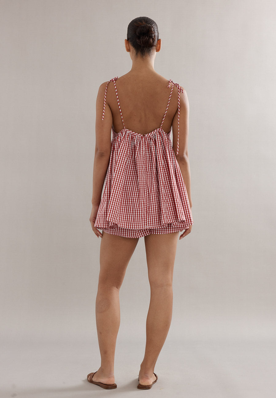 Caitlin Crisp Esther Top Red Gingham