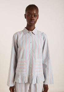 Damson Madder Frill Florie PJ Set Blue/Burg Stripe