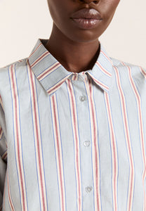 Damson Madder Frill Florie PJ Set Blue/Burg Stripe