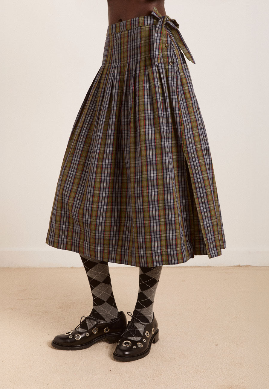 Damson Madder Josie Midi Skirt Multi Check
