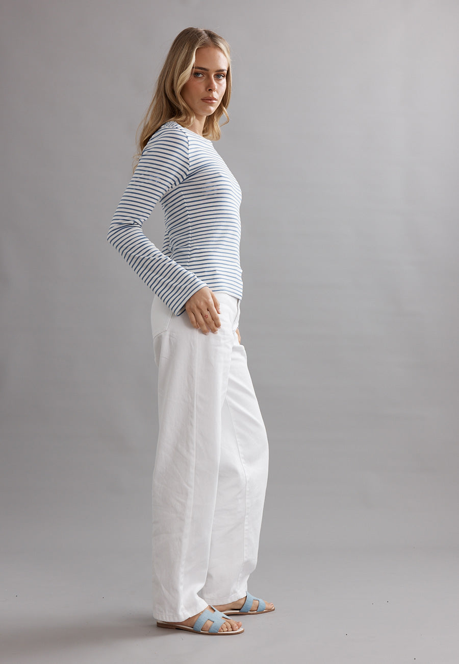 Caitlin Crisp Neat Long Sleeve Tee Ocean Stripe