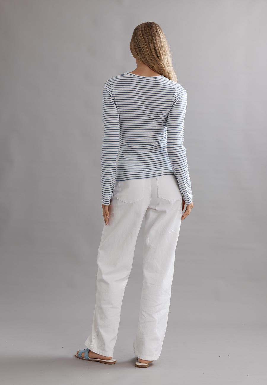 Caitlin Crisp Neat Long Sleeve Tee Ocean Stripe