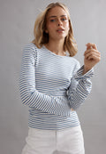 Caitlin Crisp Neat Long Sleeve Tee Ocean Stripe
