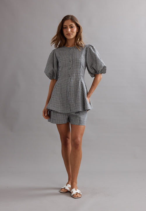Caitlin Crisp Sofia Blouse Ink / White Gingham