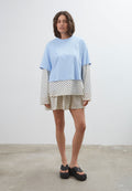 Commonplace Essentials Blue Crush LS Tee Light Blue Polka