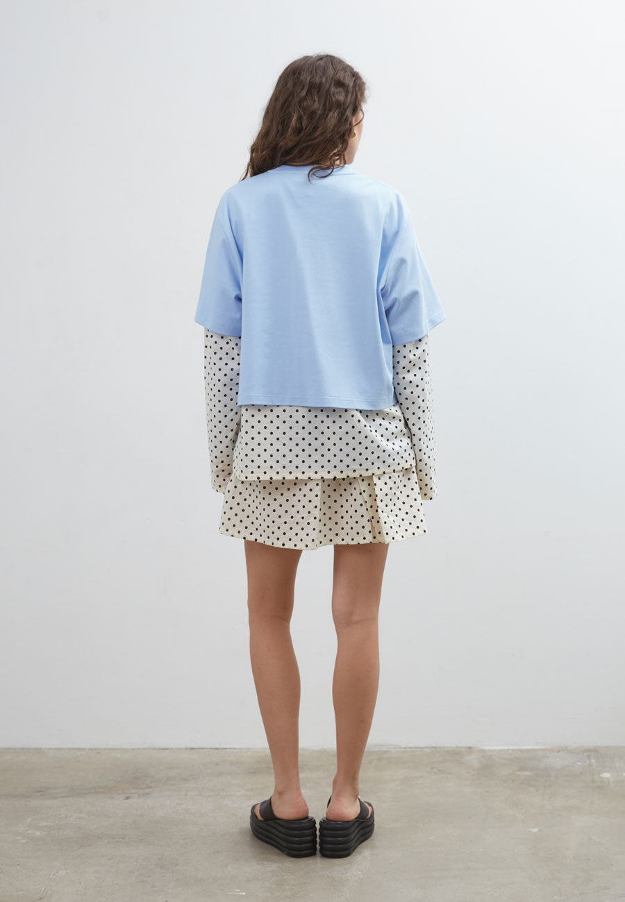 Commonplace Essentials Blue Crush LS Tee Light Blue Polka