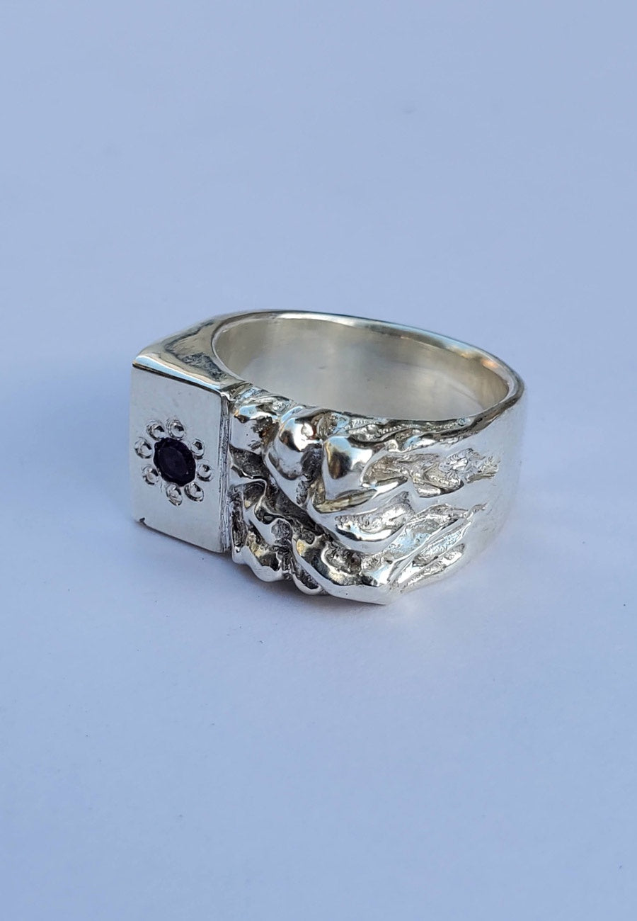 Mothmade Jewels Amethyst Lichen Signet Ring