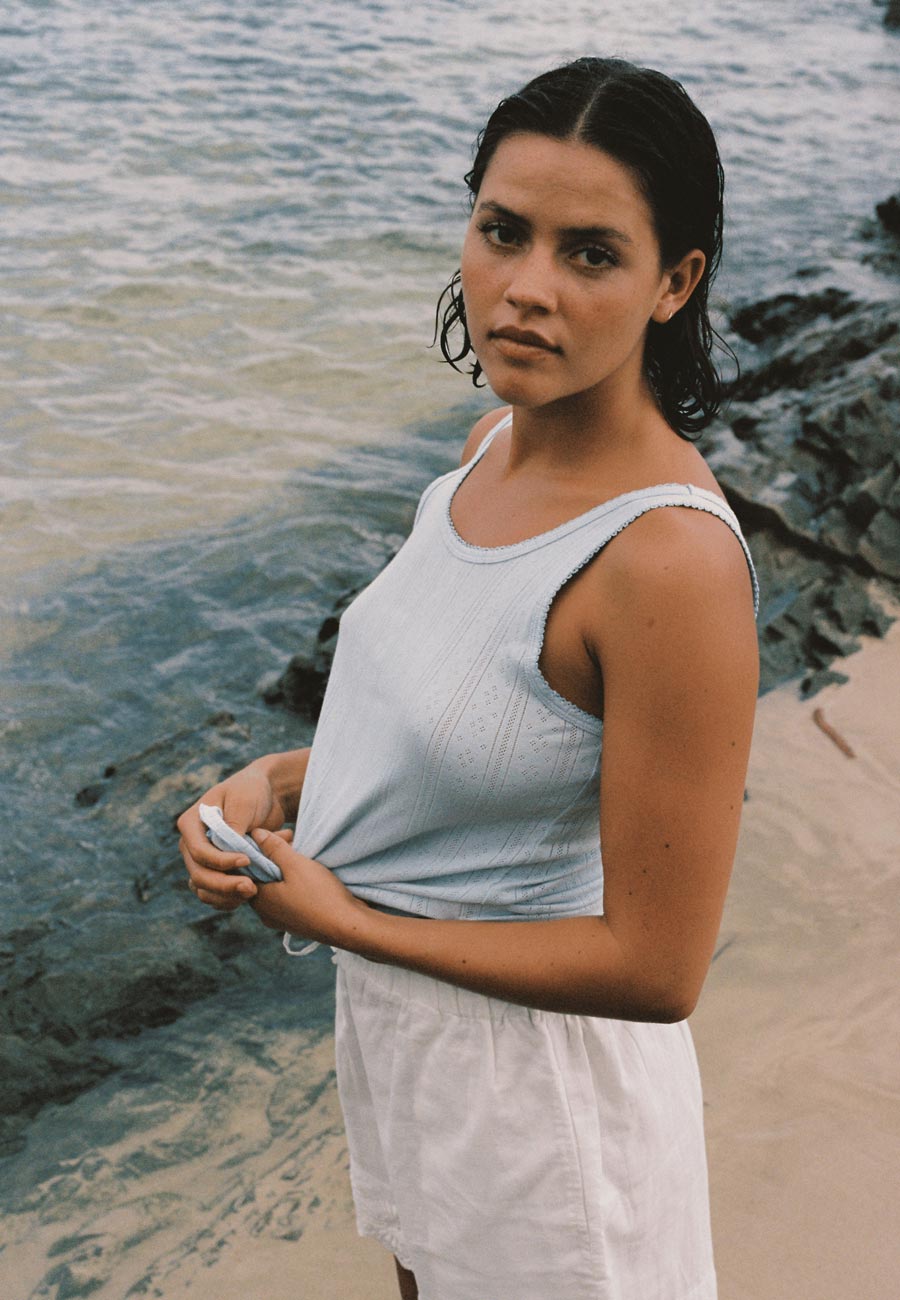 Commonplace Essentials Riviera Pointelle Tank Sky