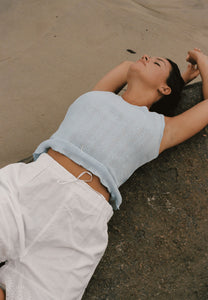 Commonplace Essentials Riviera Pointelle Tank Sky