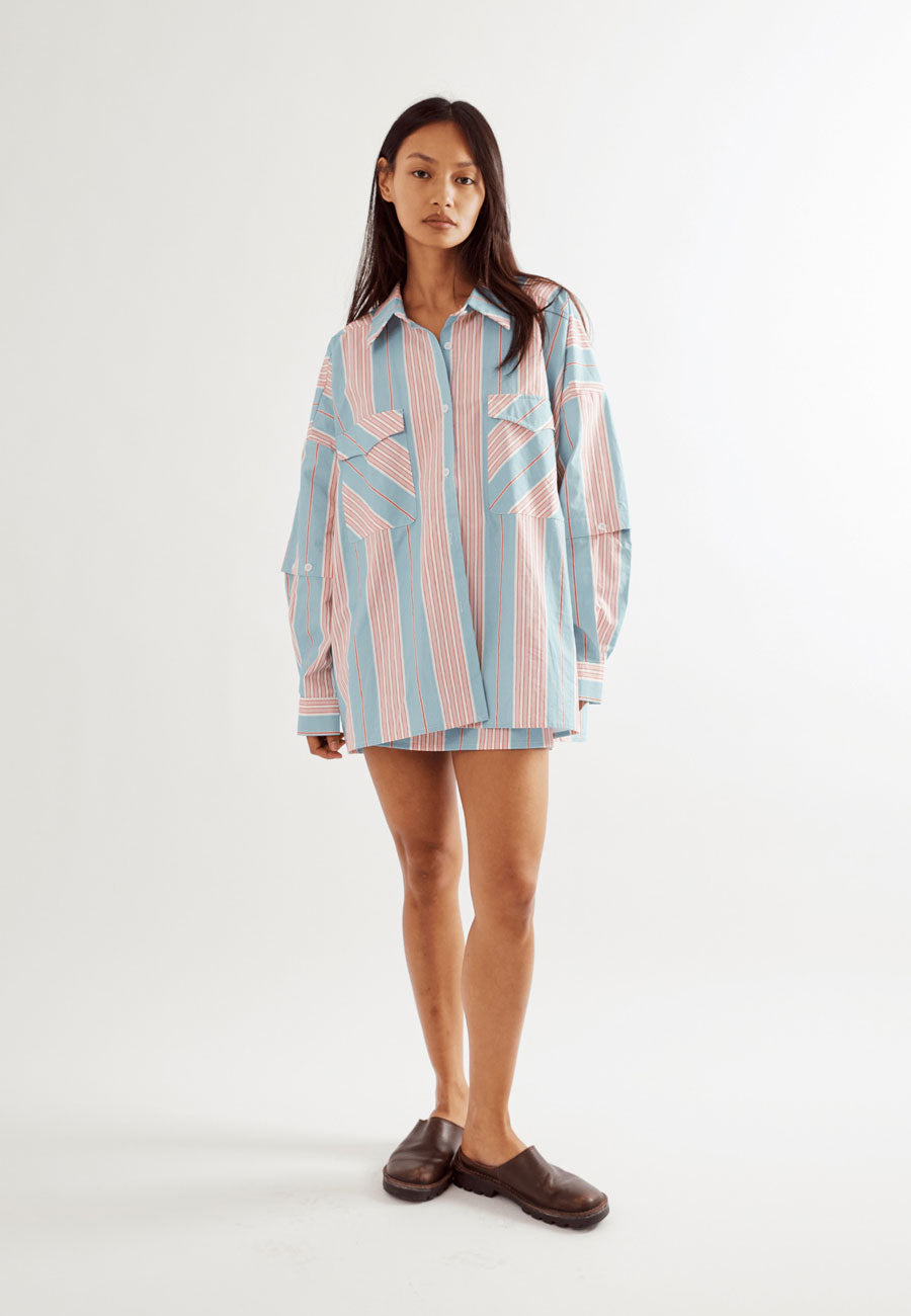 Commonplace Essentials Eastern Shirt Baby Blue / Pink