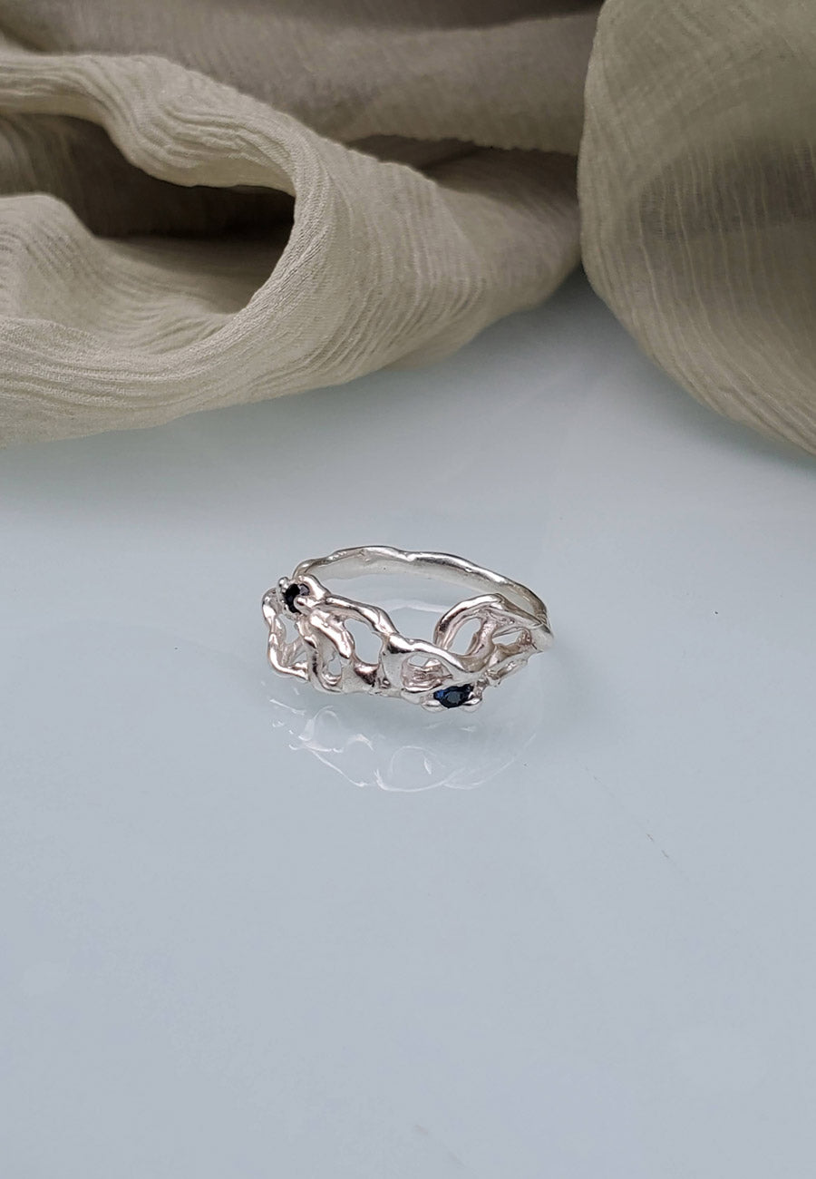 Mothmade Jewels Sapphire Sea Foam Ring