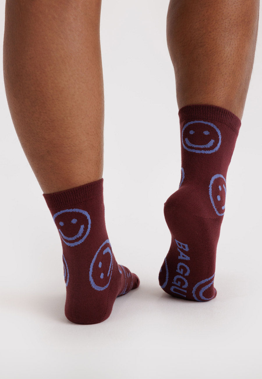 Baggu Crew Sock Mahogany Happy