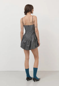 Après Studio Metallic Black Bubble Ballerina Mini Dress