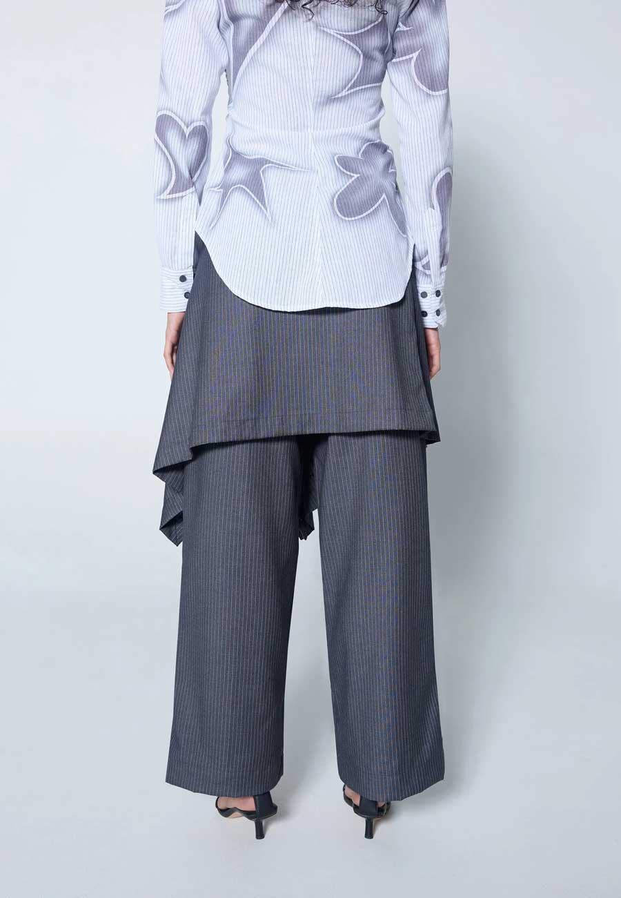 Arthur Origami Skirt Grey Pinstripe