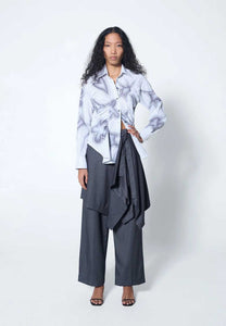 Arthur Origami Skirt Grey Pinstripe