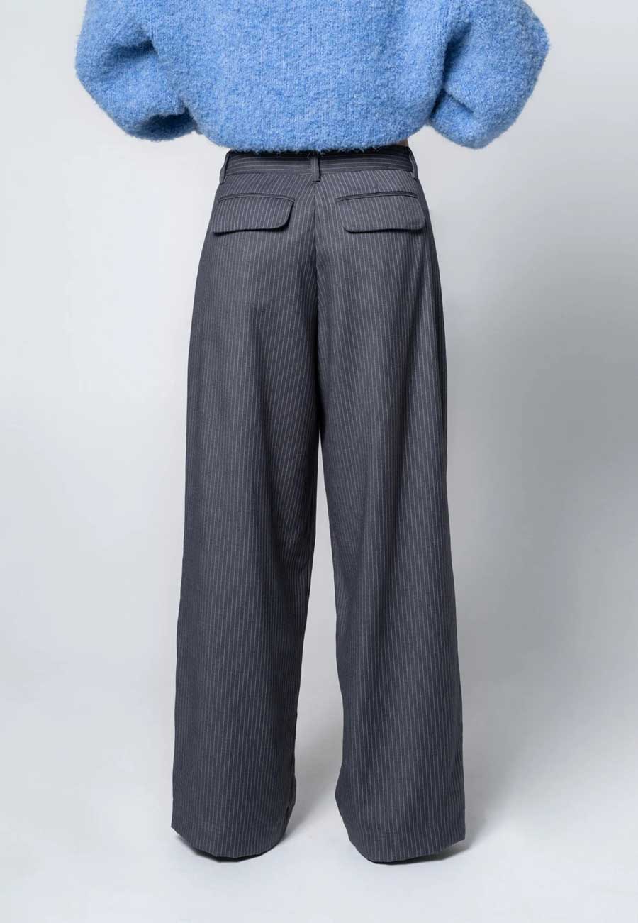 Arthur Slouchy Pleat Pant Grey Pinstripe