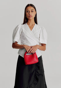 Brie Leon Luca Mini Woven Bag Cherry Gloss Crinkle