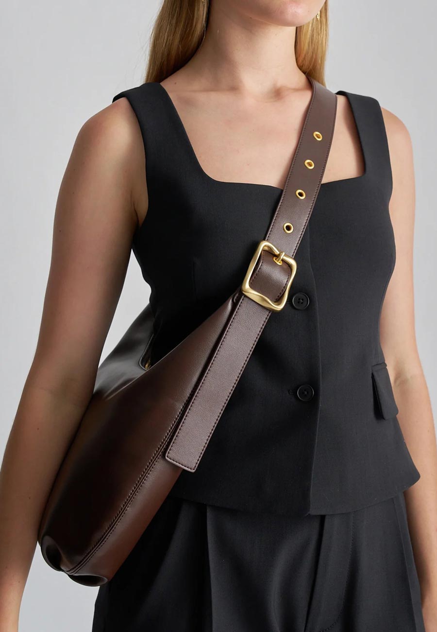 Brie Leon Large Everyday Croissant Bag Chocolate