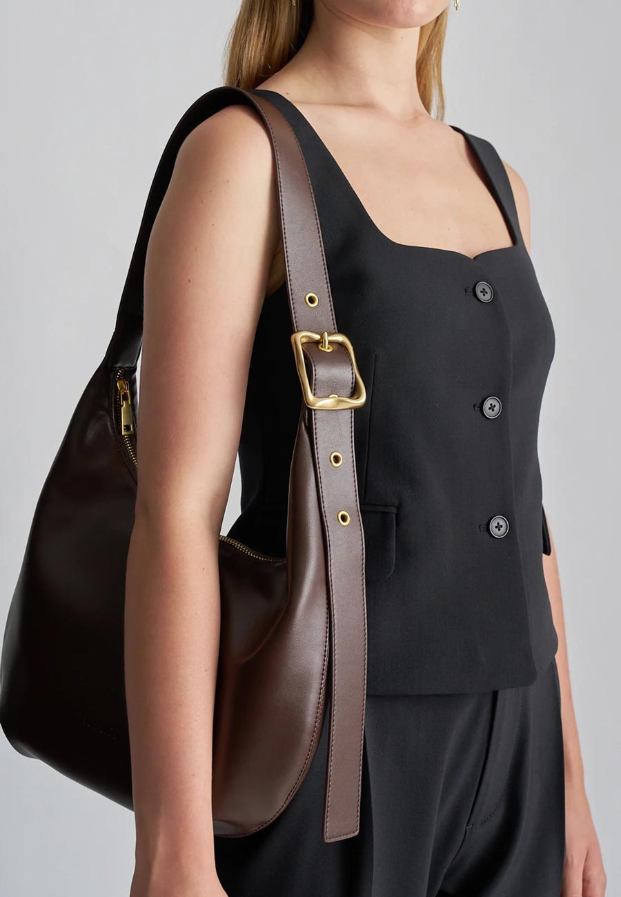 Brie Leon Large Everyday Croissant Bag Chocolate