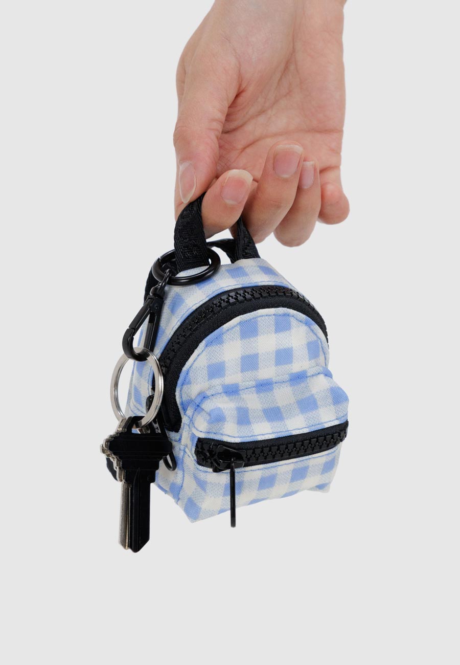 Baggu Backpack Charm Light Blue Gingham