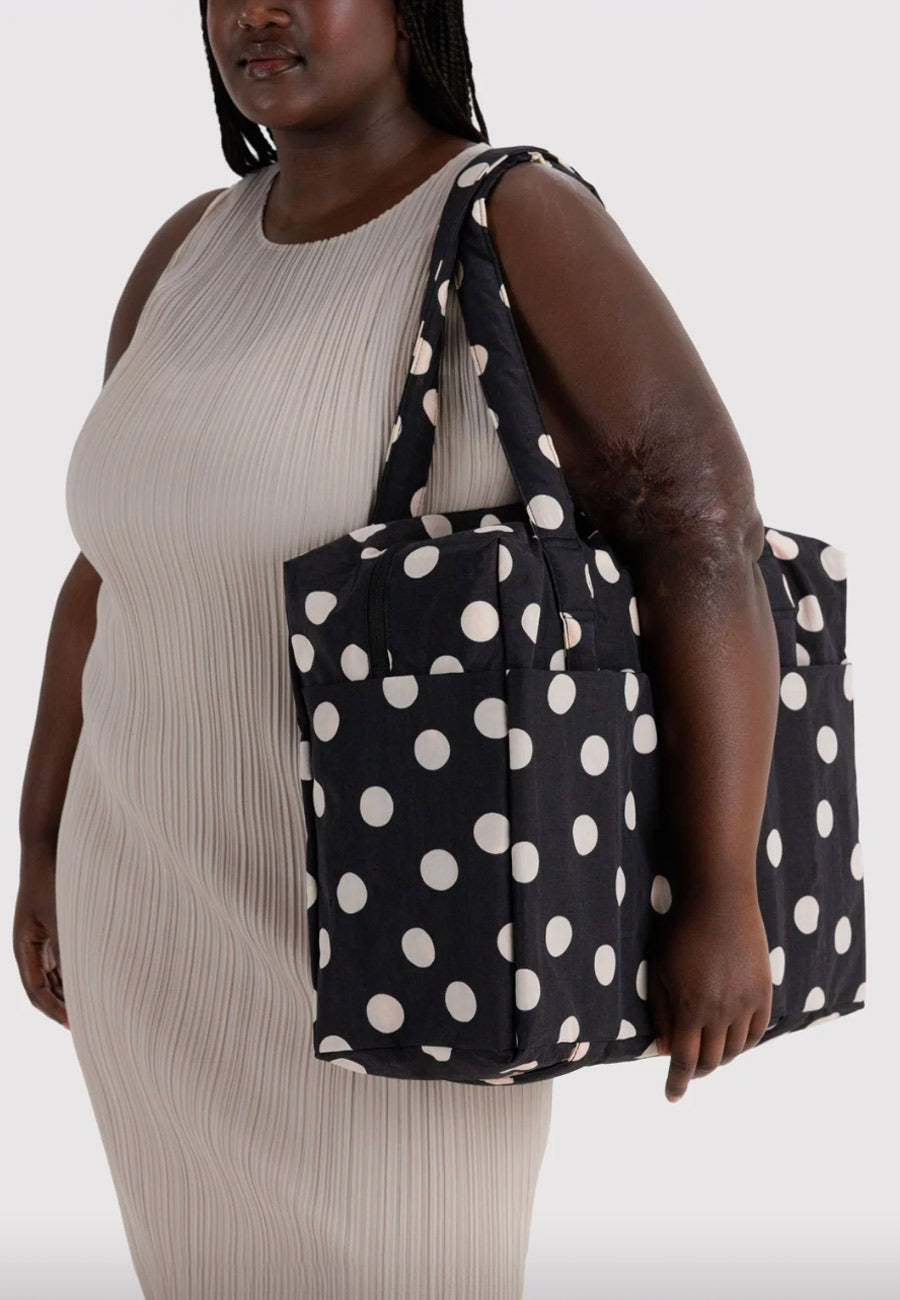 Baggu Cloud Carry-On Black and Cream Polka Dot
