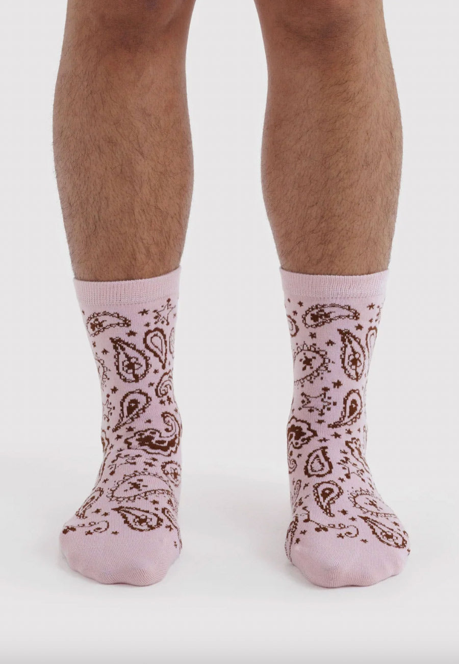 Baggu Crew Sock Paisley Pink
