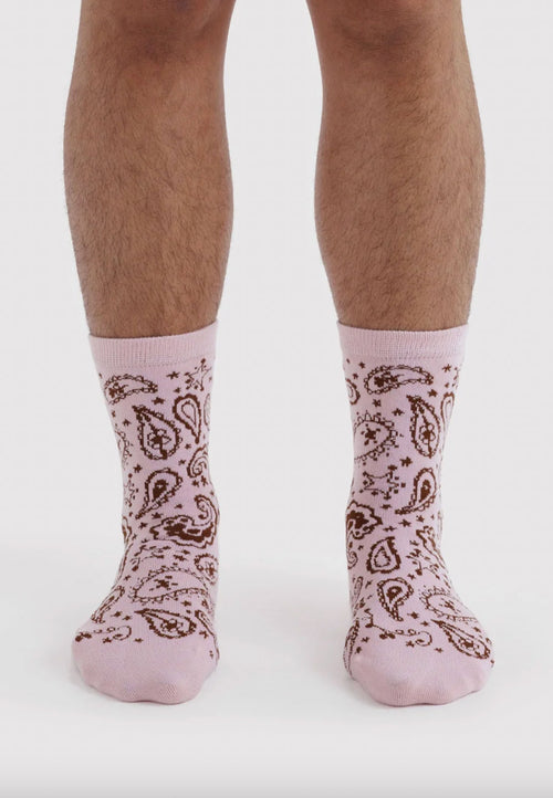 Baggu Crew Sock Paisley Pink