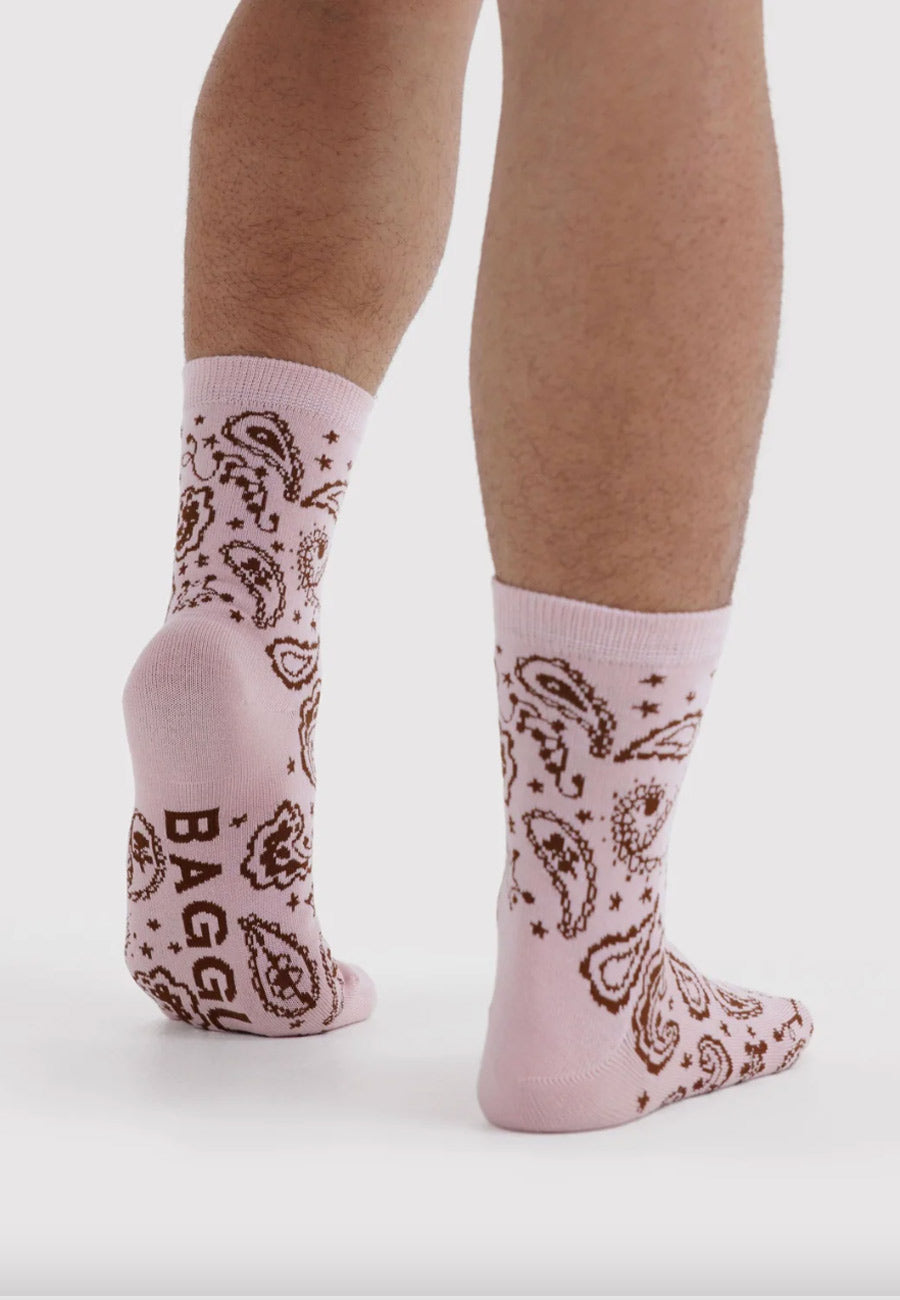 Baggu Crew Sock Paisley Pink