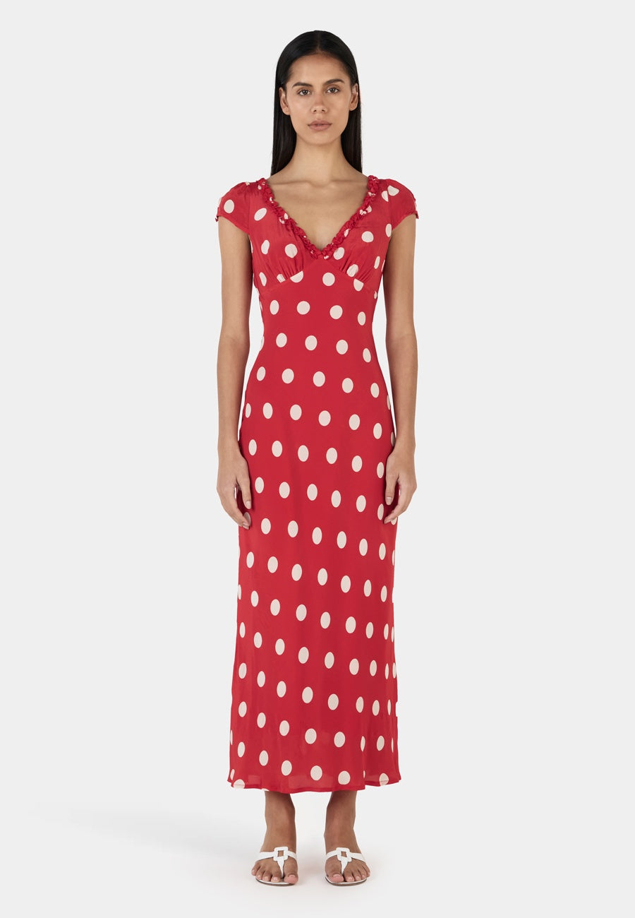 Ownley Carlita Midi Dress Red Polka