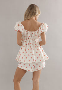 Caitlin Crisp Isla Blouse Pink Spot Linen