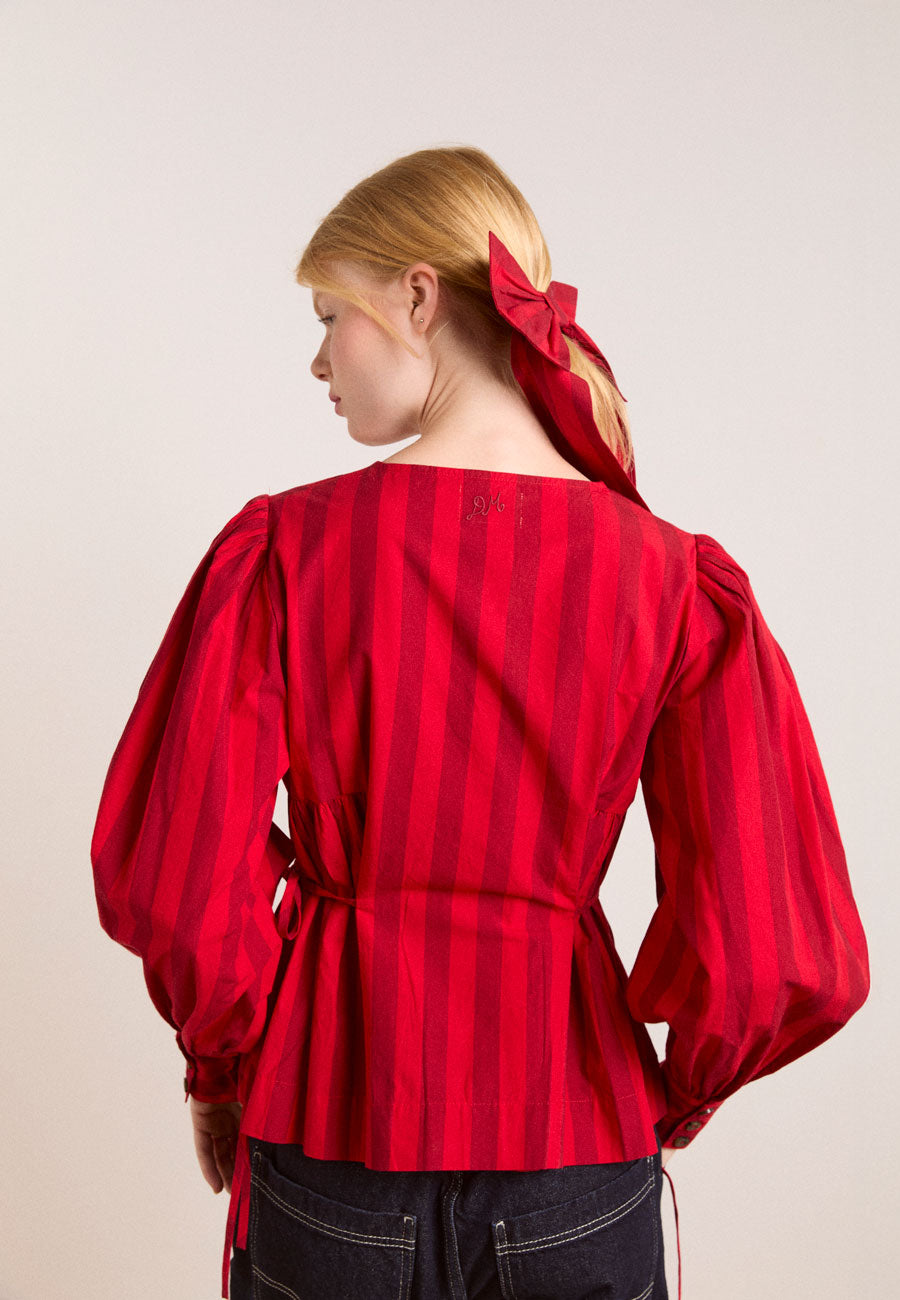 Damson Madder Charlize Blouse Red Burg Stripe