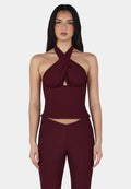 Ownley Chelsea Halter Top Burgundy