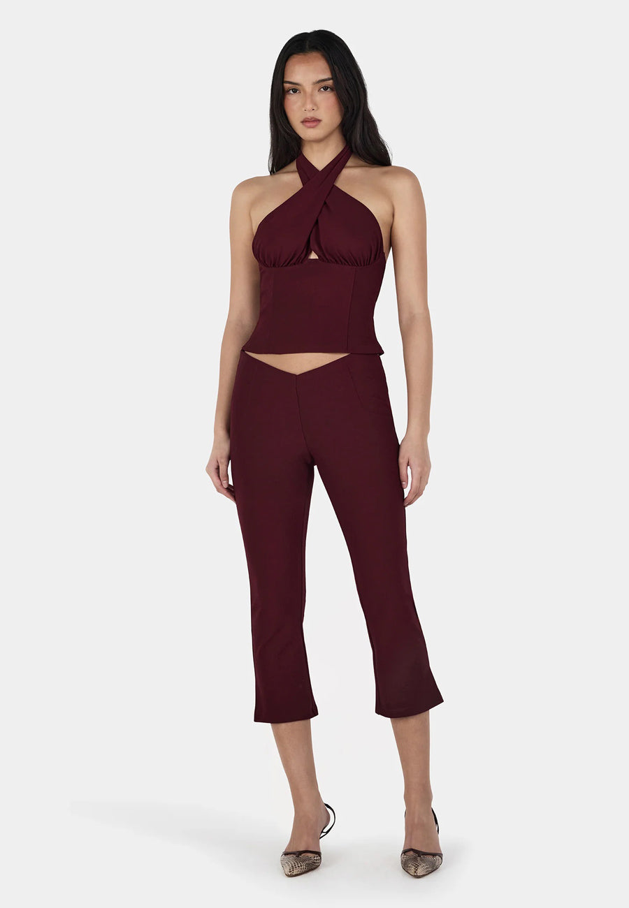 Ownley Chelsea Halter Top Burgundy