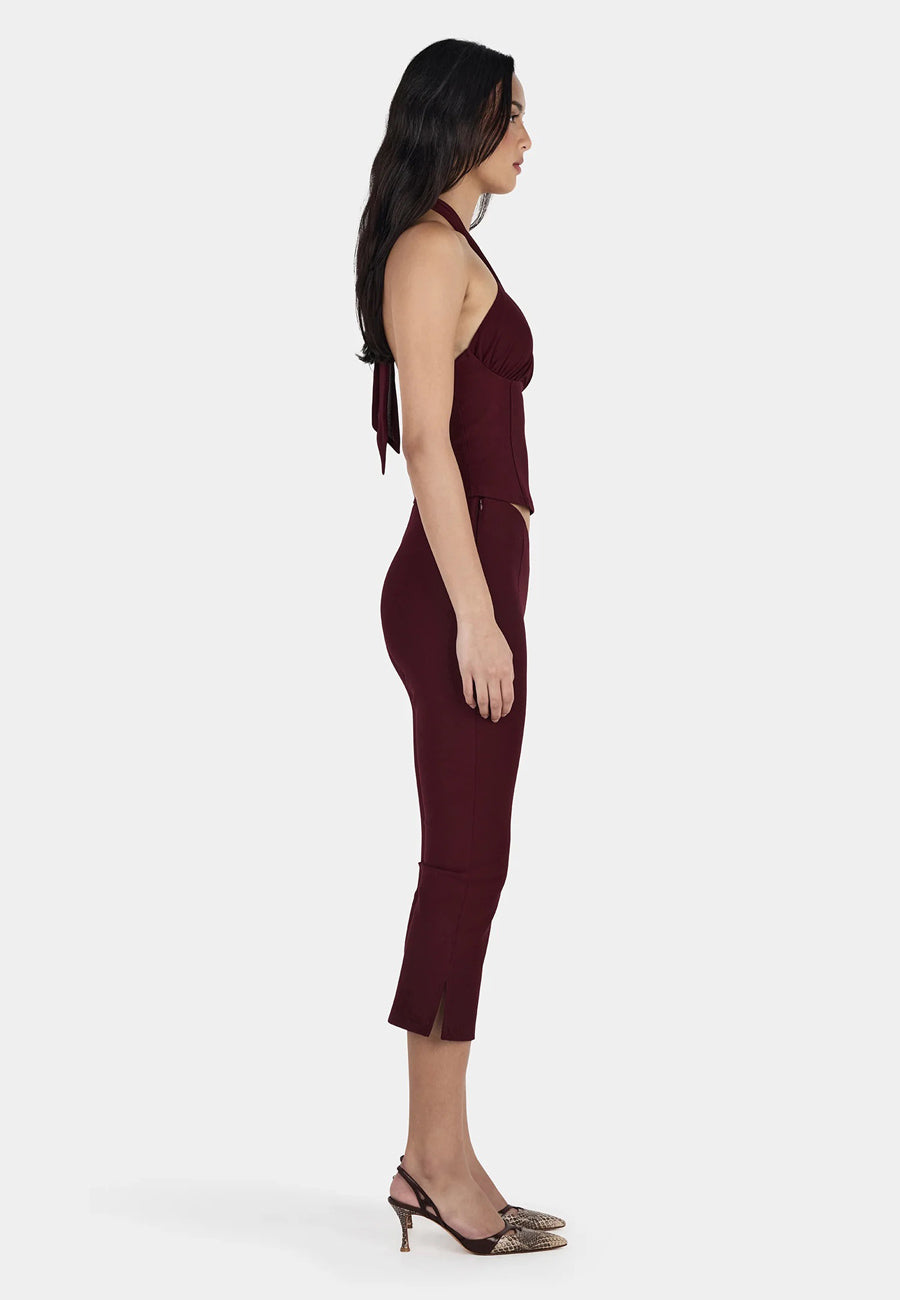 Ownley Chelsea Halter Top Burgundy