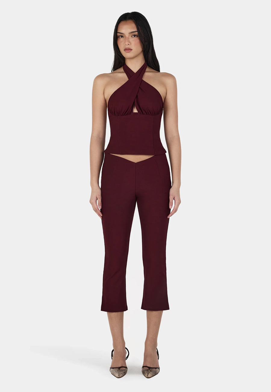Ownley Chelsea Halter Top Burgundy